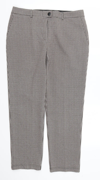 Additional front view of Papaya women’s brown geometric trousers, size UK 14, 26-inch leg