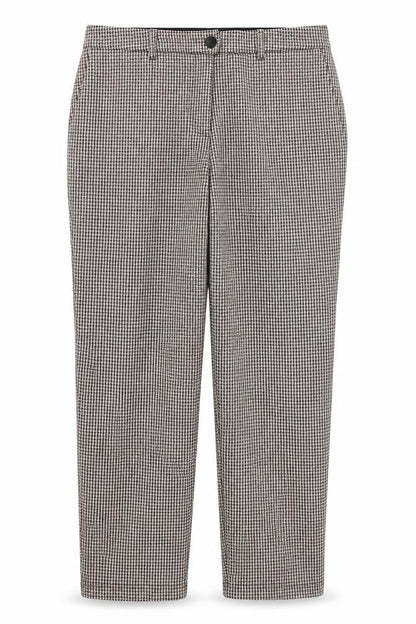 Front view of Papaya women’s brown geometric trousers, size UK 14, 26-inch leg