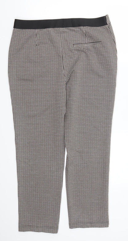 Back view of Papaya women’s brown geometric trousers, size UK 14, 26-inch leg
