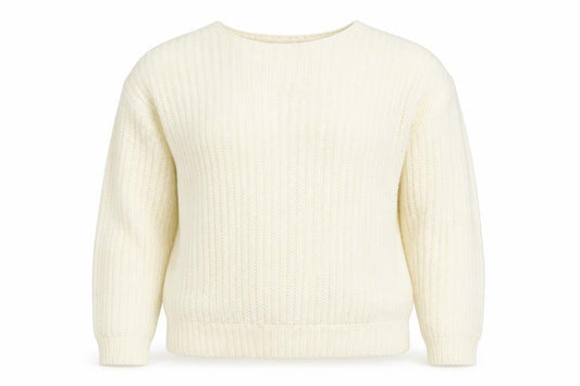 Front view of ASOS women’s ivory knit jumper, size UK 10, - open back