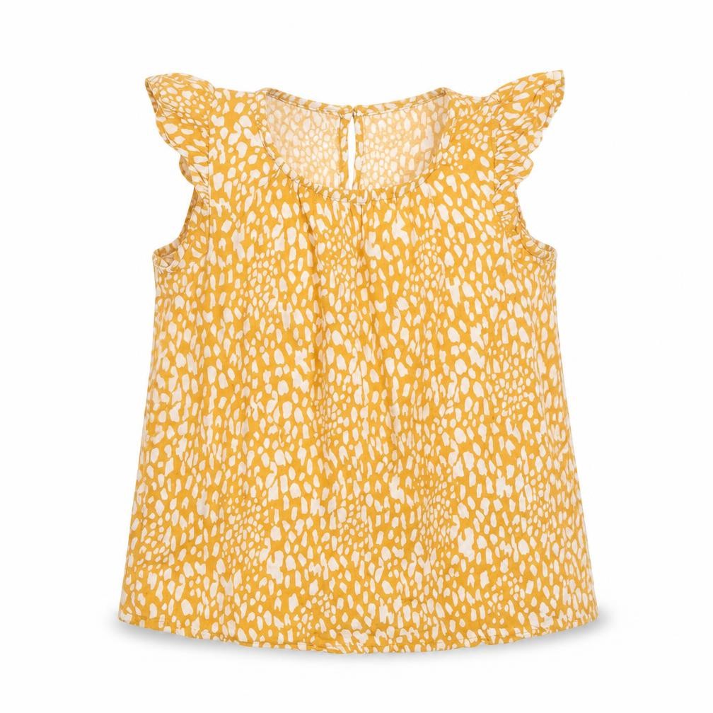 Primark Girls Yellow Geometric  Basic T-Shirt Size 2-3 Years