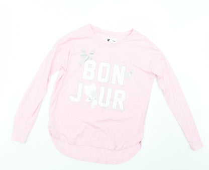 Additional front view of Gap girls’ pink basic t-shirt, size 8, years - beauty and the beast
