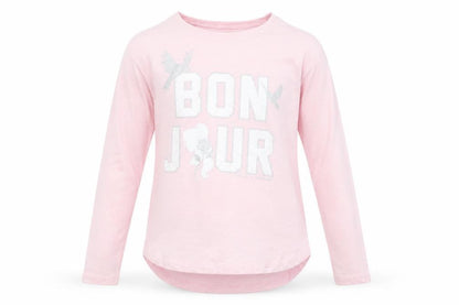 Front view of Gap girls’ pink basic t-shirt, size 8, years - beauty and the beast