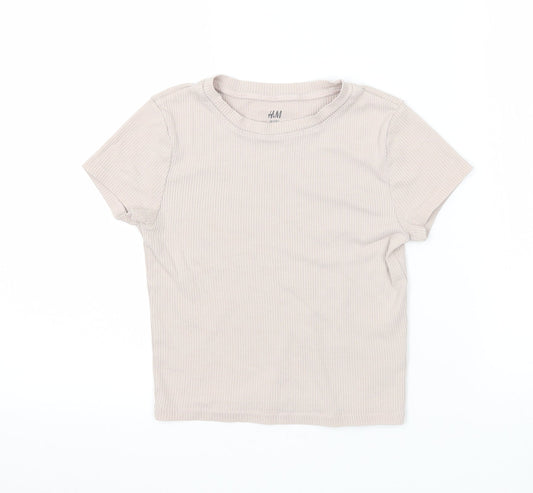 H&M Girls Beige  Jersey Basic T-Shirt Size 9-10 Years