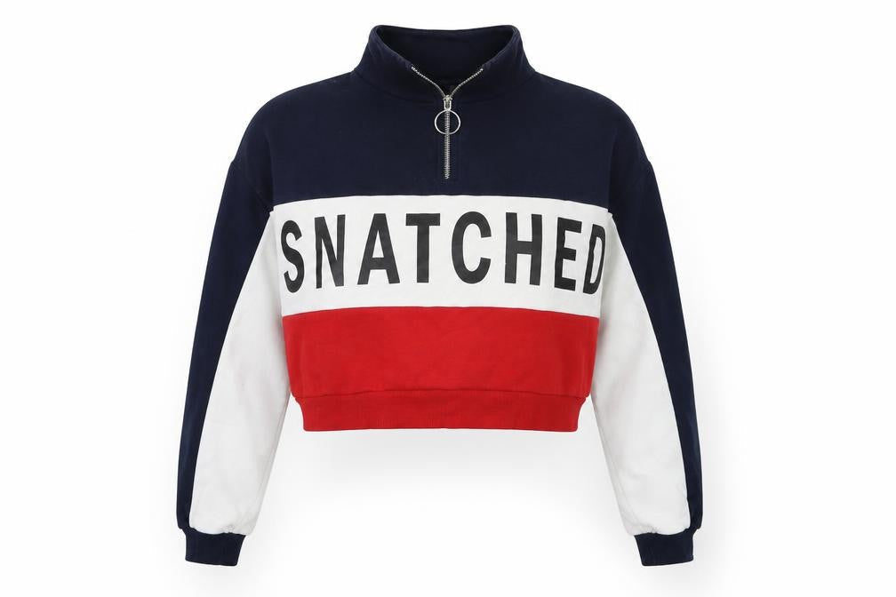 H&M Womens Blue Striped  Pullover Sweatshirt Size S