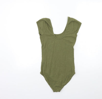 Back view of Miss Selfridge women’s green basic t-shirt, size UK 8