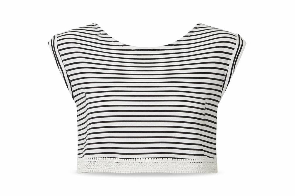 Miss Selfridge Womens Blue Striped  Basic T-Shirt Size 6