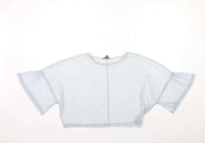 Back view of Missguided women’s grey basic blouse, size UK 12