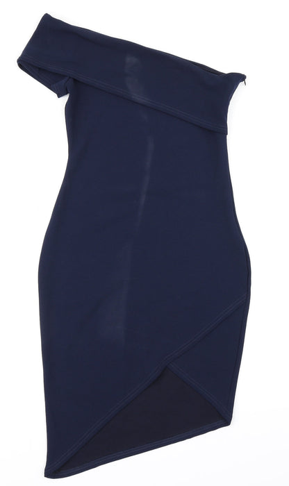 Additional front view of Missguided women’s blue bodycon, size UK 10