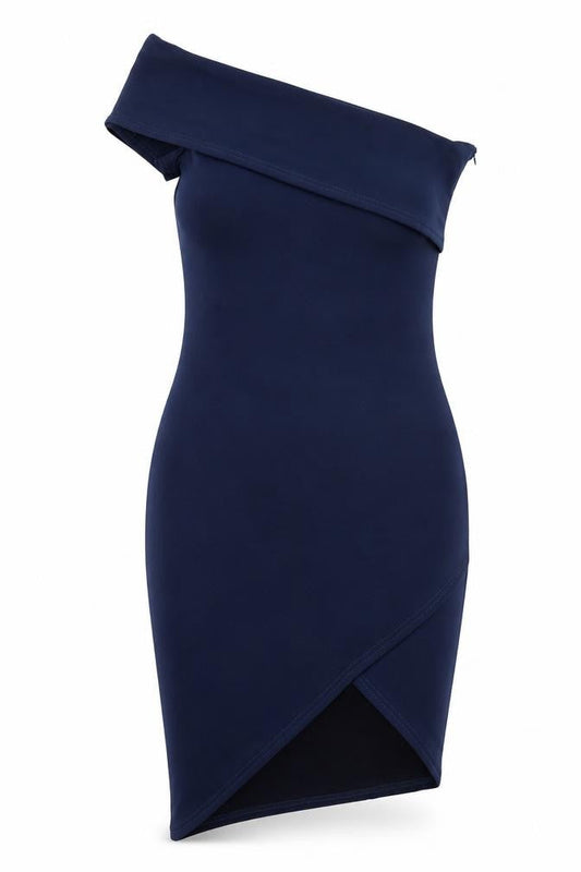 Front view of Missguided women’s blue bodycon, size UK 10