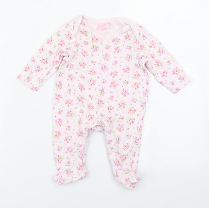 Additional front view of Bebe Bonito girls’ pink floral babygrow one-piece, size 3-6, months