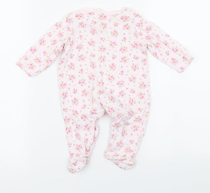 Back view of Bebe Bonito girls’ pink floral babygrow one-piece, size 3-6, months