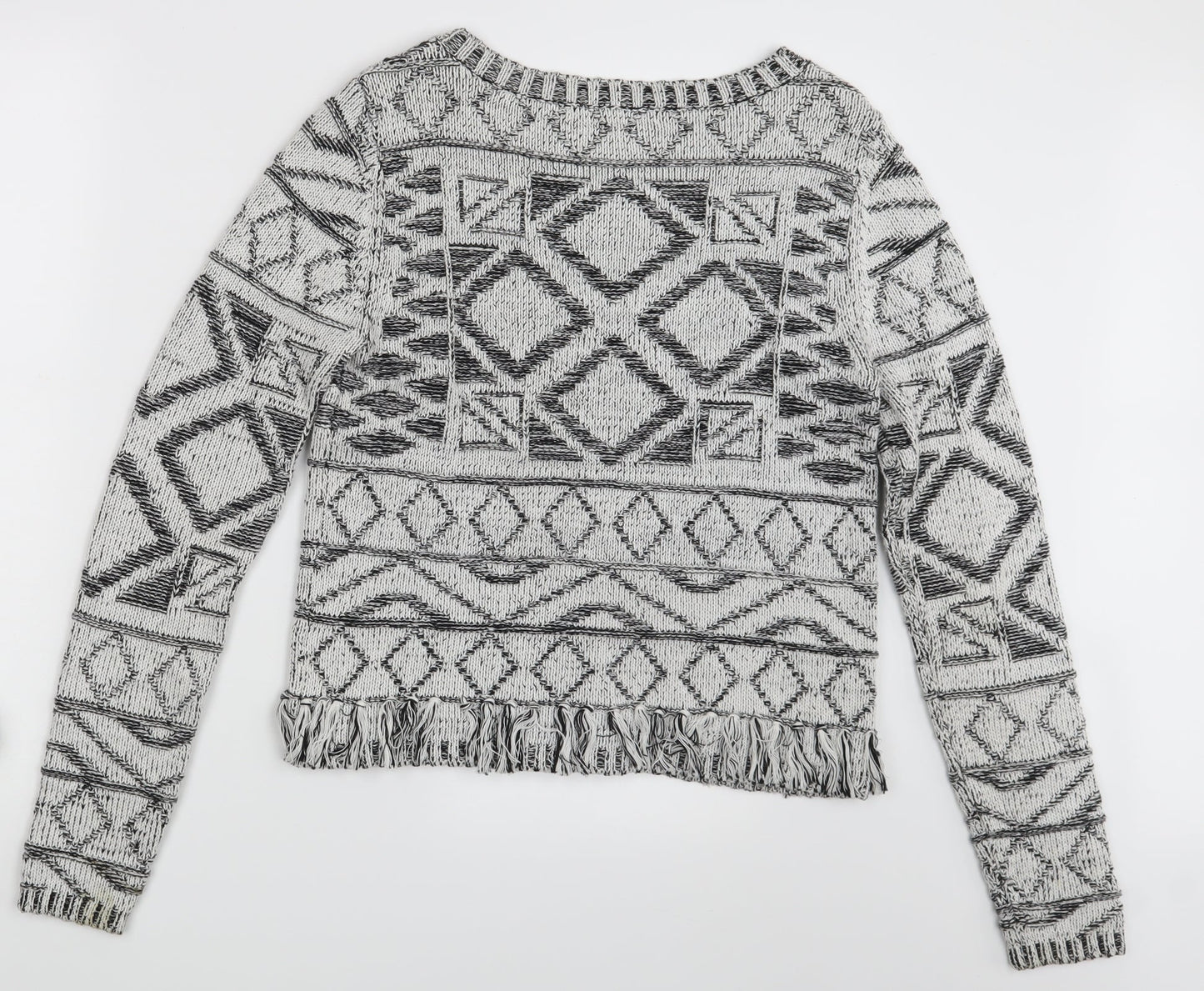 Love Label Womens White Argyle/Diamond  Pullover Jumper Size 10