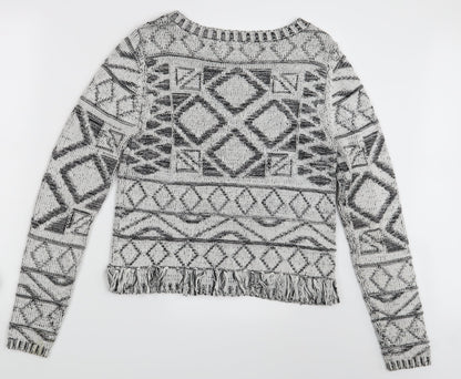 Love Label Womens White Argyle/Diamond  Pullover Jumper Size 10