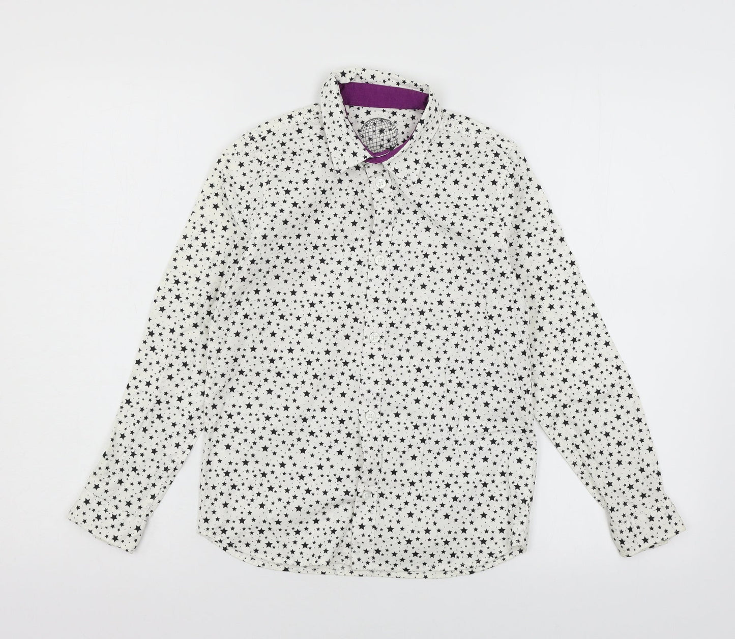 F&F Girls White Geometric  Basic Button-Up Size 8-9 Years