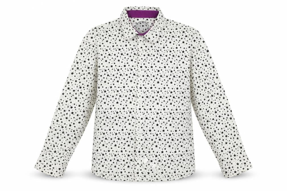 F&F Girls White Geometric  Basic Button-Up Size 8-9 Years