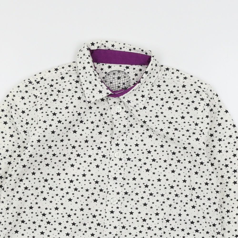 F&F Girls White Geometric  Basic Button-Up Size 8-9 Years
