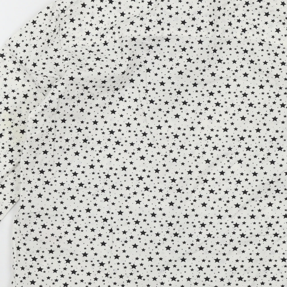 F&F Girls White Geometric  Basic Button-Up Size 8-9 Years