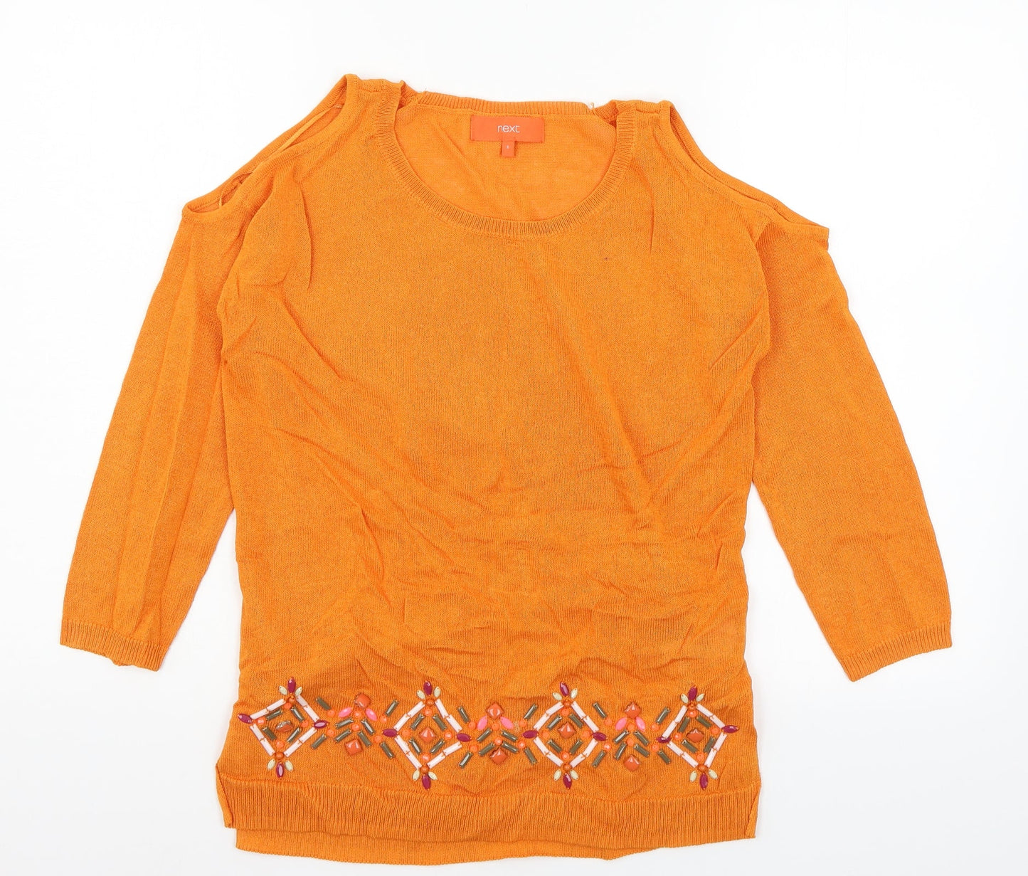 NEXT Womens Orange  Knit Pullover Jumper Size 6  - Cut out shoulder