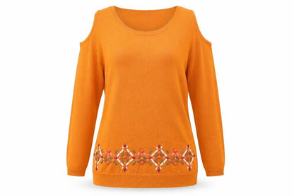 Next Womens Orange  Knit Pullover Jumper Size 6  - Cut out shoulder