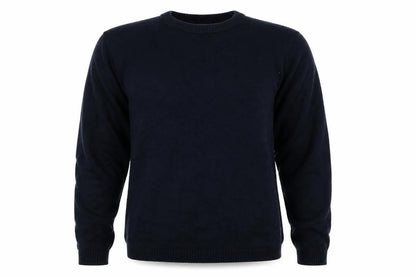 Front view of Easy men’s blue knit jumper, size M