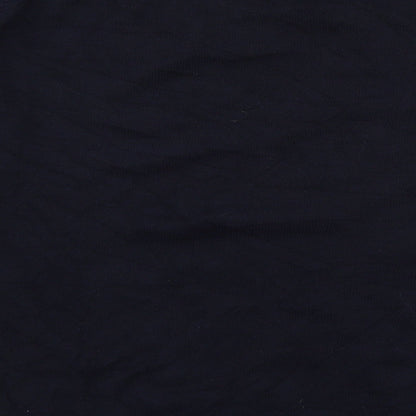 Brand and care label for Easy men’s blue knit jumper, size M