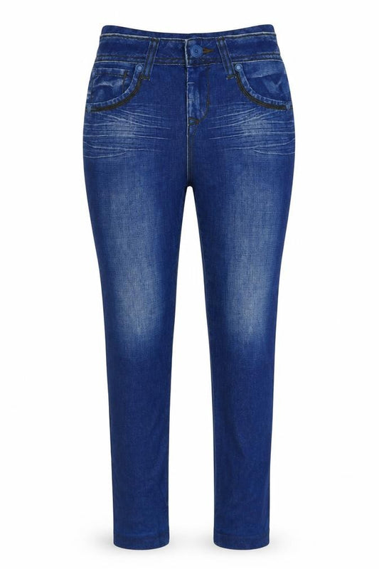 lwuparty Womens Blue Geometric  Capri Leggings Size 26 in L26 in - Jegging look