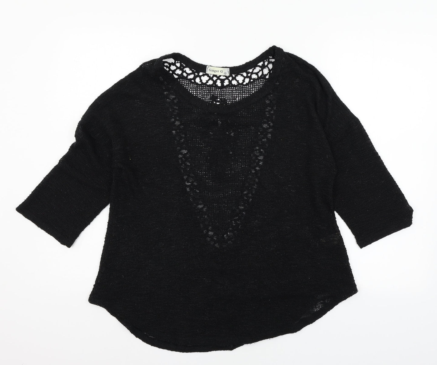 Ginger G Womens Black  Knit Pullover Jumper Size L