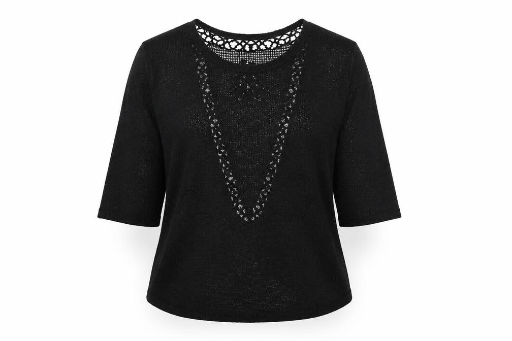 Ginger G Womens Black  Knit Pullover Jumper Size L