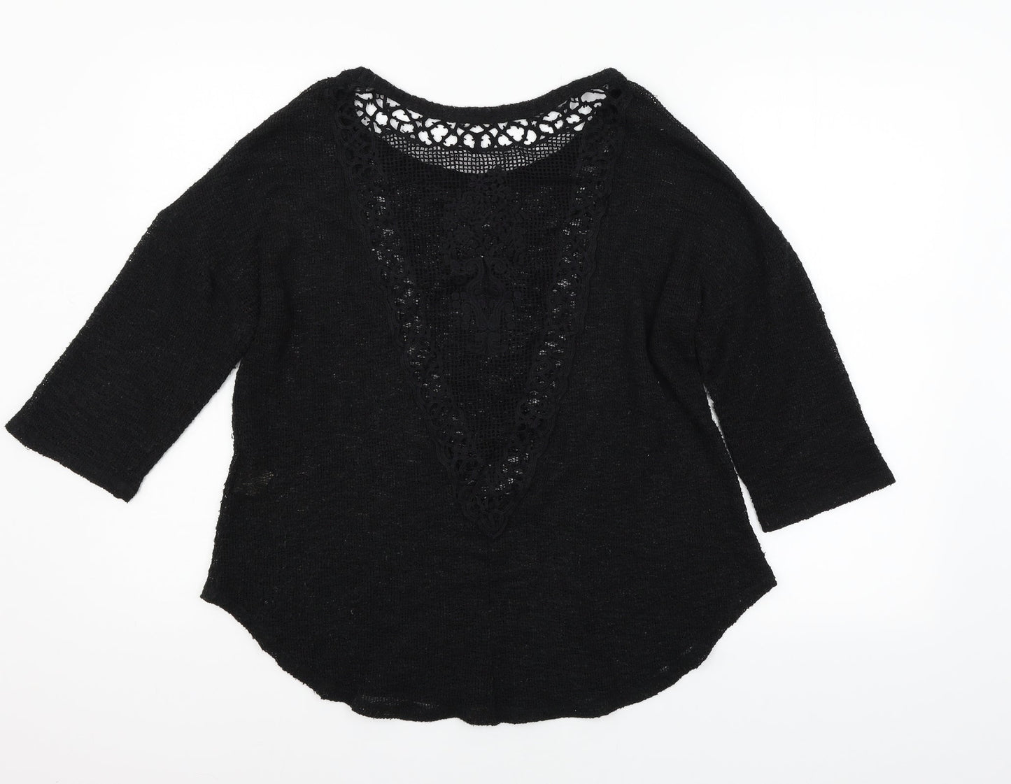 Ginger G Womens Black  Knit Pullover Jumper Size L