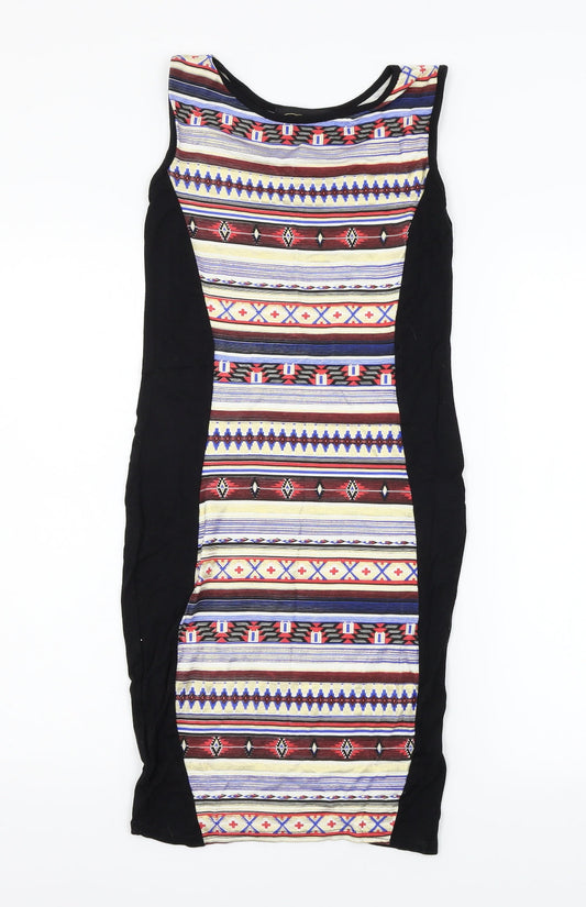 PARISIAN SIGNATURE Womens Multicoloured Geometric Jersey Bodycon  Size S
