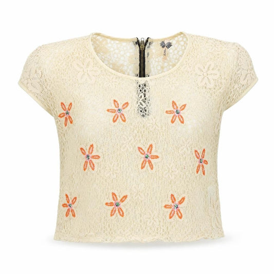 ribbon Womens Beige Colourblock  Basic T-Shirt Size M