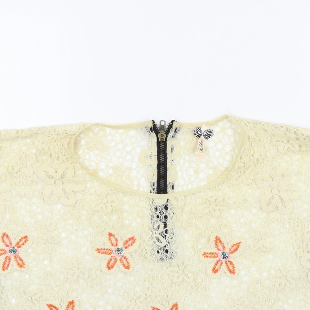 ribbon Womens Beige Colourblock  Basic T-Shirt Size M