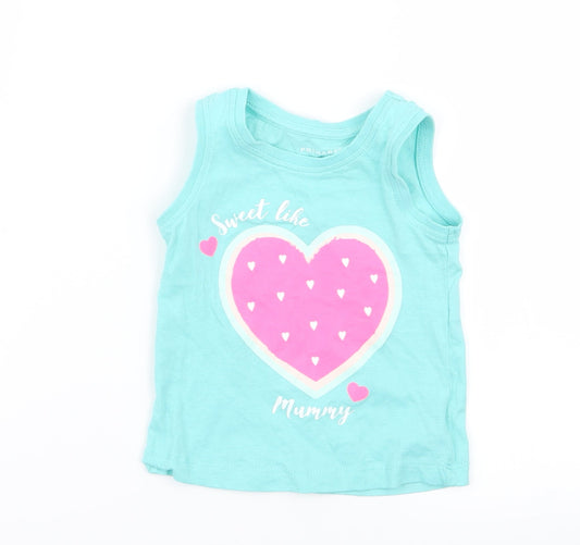 Primark Girls Blue   Basic Tank Size 9-12 Months