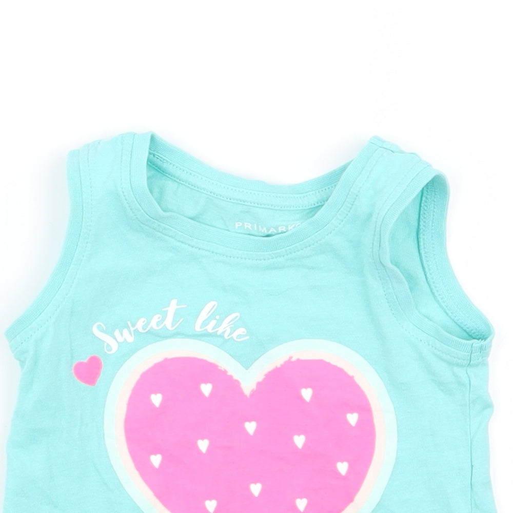 Primark Girls Blue   Basic Tank Size 9-12 Months