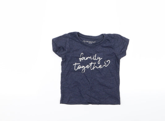 Primark Girls Blue   Basic T-Shirt Size 9-12 Months