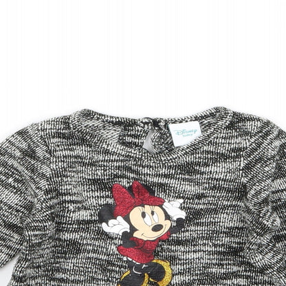 Close-up detail of Disney girls’ grey jumper, size 3-6, months