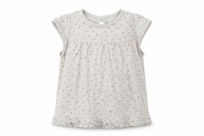 Front view of Asda George girls’ grey polka dot basic tank, size 3-6, months