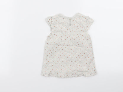 Back view of Asda George girls’ grey polka dot basic tank, size 3-6, months