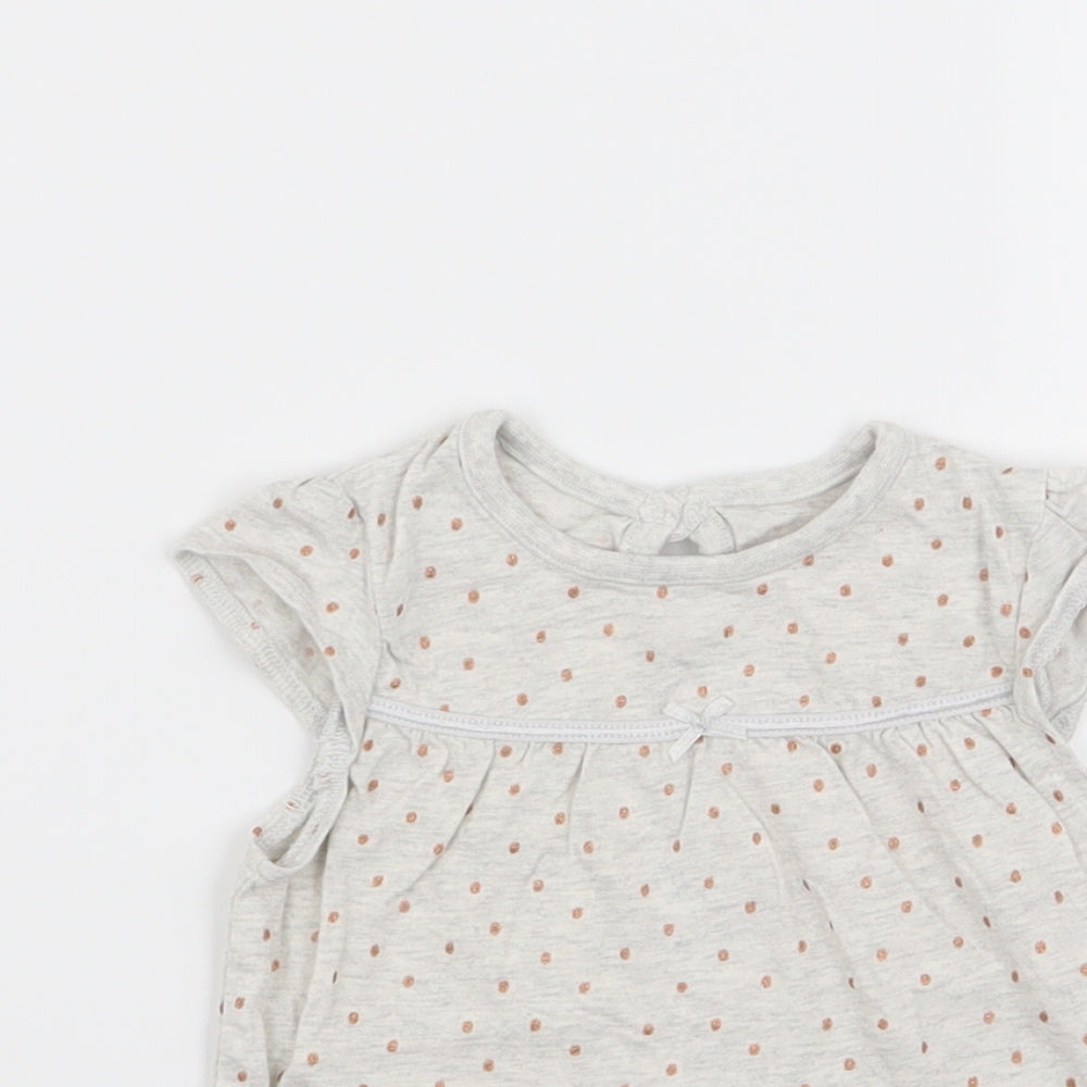 Asda George Girls Grey Polka Dot  Basic Tank Size 3-6 Months