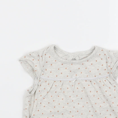 Close-up detail of Asda George girls’ grey polka dot basic tank, size 3-6, months