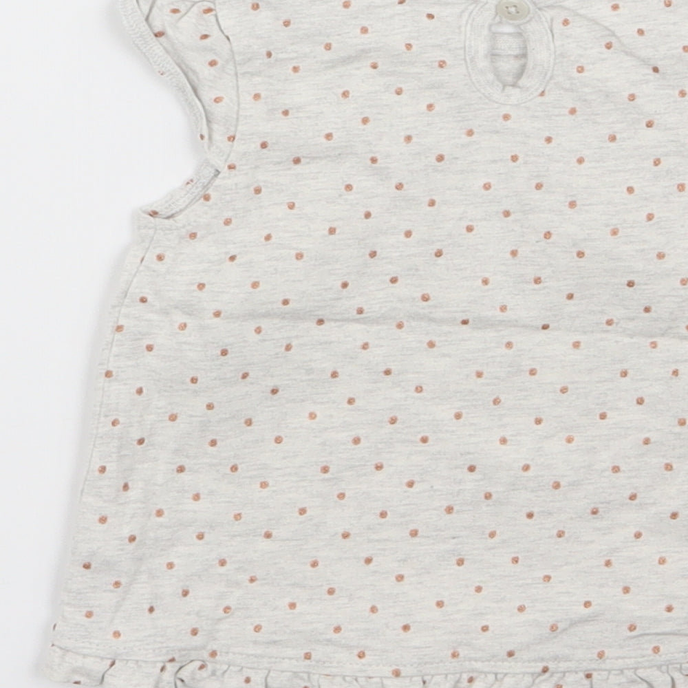 Asda George Girls Grey Polka Dot  Basic Tank Size 3-6 Months