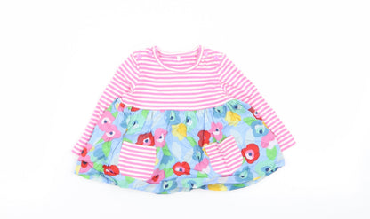 Front view of Tu girls’ multicoloured striped fit & flare, size 0-3, months