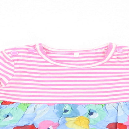 Close-up detail of Tu girls’ multicoloured striped fit & flare, size 0-3, months