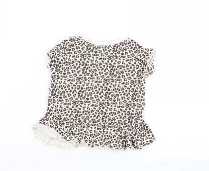 Back view of lullaby girls’ multicoloured animal print basic t-shirt, size 3-6, months
