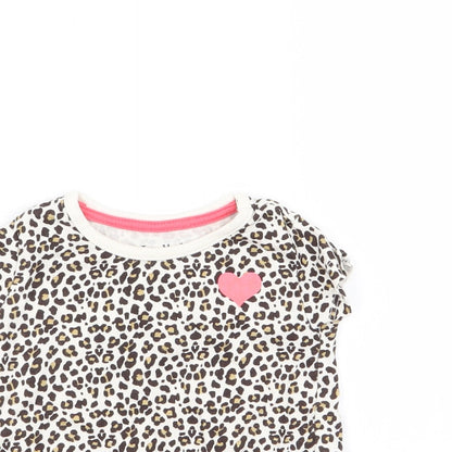 Close-up detail of lullaby girls’ multicoloured animal print basic t-shirt, size 3-6, months