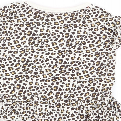 Brand and care label for lullaby girls’ multicoloured animal print basic t-shirt, size 3-6, months