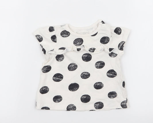 Nutmeg Girls White Polka Dot  Basic T-Shirt Size 3-6 Months