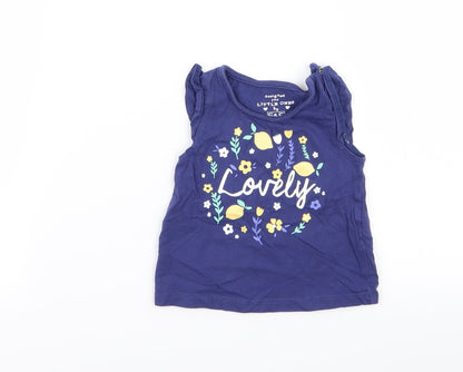 Additional front view of F&F girls’ blue floral basic tank, size 0-3, months
