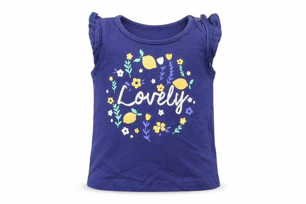 F&F Girls Blue Floral  Basic Tank Size 0-3 Months